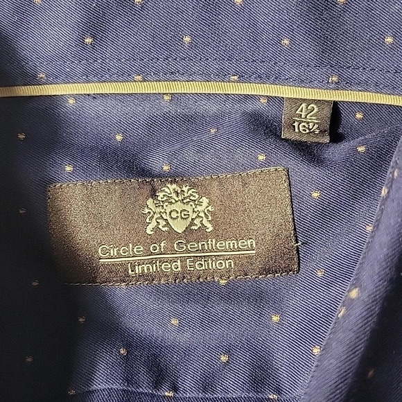 CIRCLE OF GENTLEMEN Blue with‎ Tan Dots Taurice Dress Shirt 42/16 1/2 inches - Picture 8 of 8